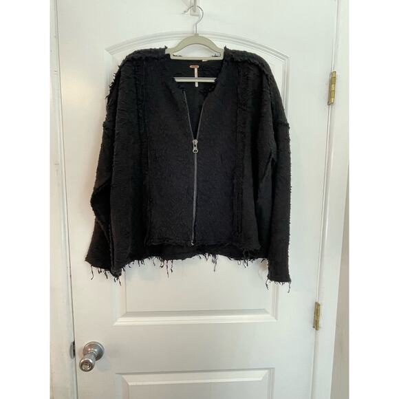 Free People Jacket Small Black Fringe Whimsygoth Festival Club Witchcore - Picture 1 of 7